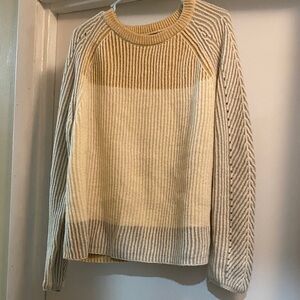 Striped Beige and Gray Women's Sweater